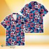 Cleveland Indians Light Blue Hibiscus Banana Leaf Navy Background 3D Hawaiian Shirt Gift For Fans