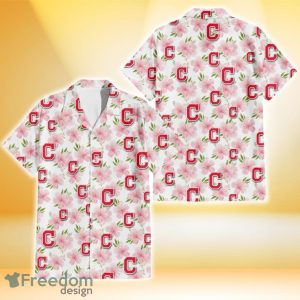 Cleveland Indians Light Pink Hibiscus White Background 3D Hawaiian Shirt Gift For Fans