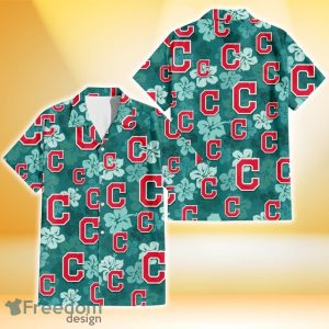 Cleveland Indians Light Sea Green Hibiscus Green Background 3D Hawaiian Shirt Gift For Fans