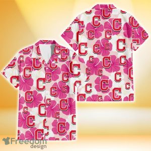 Cleveland Indians Pink White Hibiscus Misty Rose Background 3D Hawaiian Shirt Gift For Fans