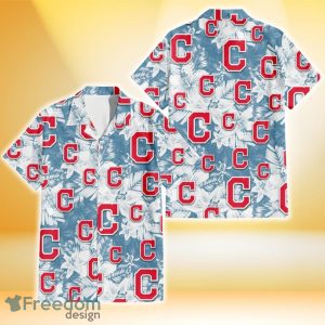 Cleveland Indians White Hibiscus Orchid Light Blue Background 3D Hawaiian Shirt Gift For Fans