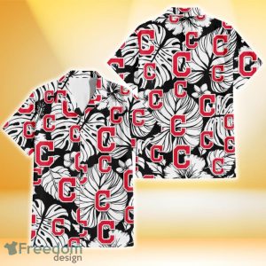 Cleveland Indians White Hibiscus Porcelain Flower Palm Leaf Black 3D Hawaiian Shirt Gift For Fans