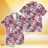 Cleveland Indians White Hibiscus Violet Leaves Light Grey Background 3D Hawaiian Shirt Gift For Fans