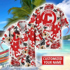 Cornell Big Red Aloha 3D Hawaiian Shirt Flower Sport Team Beach Shirt Custom Name