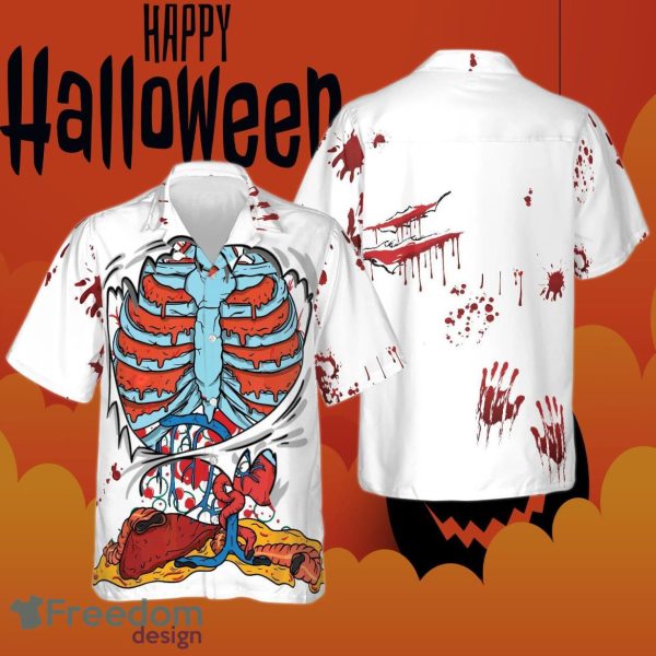 Creepy Ripped Open Rib Cage Organs Halloween Hawaiian Shirt