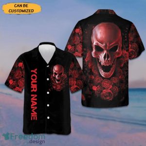 Custom Blood Rose Skull Hawaiian Shirt Gifts For Halloween