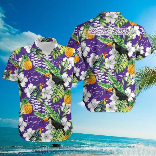 Custom Name Kansas State Wildcats With Tropical Fruit Summer 3D Hawaiian Shirt