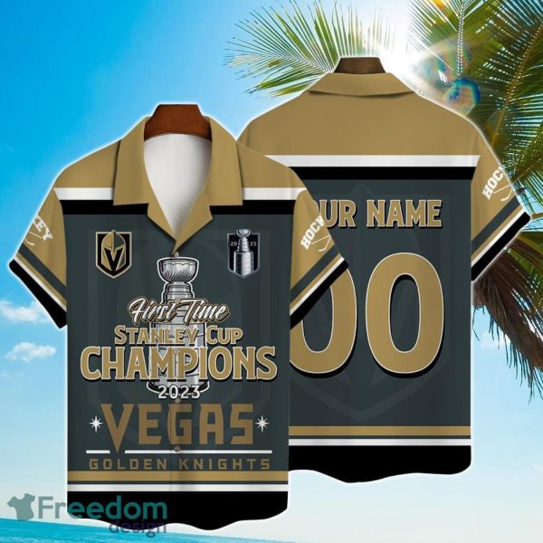 Custom Name & Number Vegas Golden Knights First Time Hawaiian Shirt