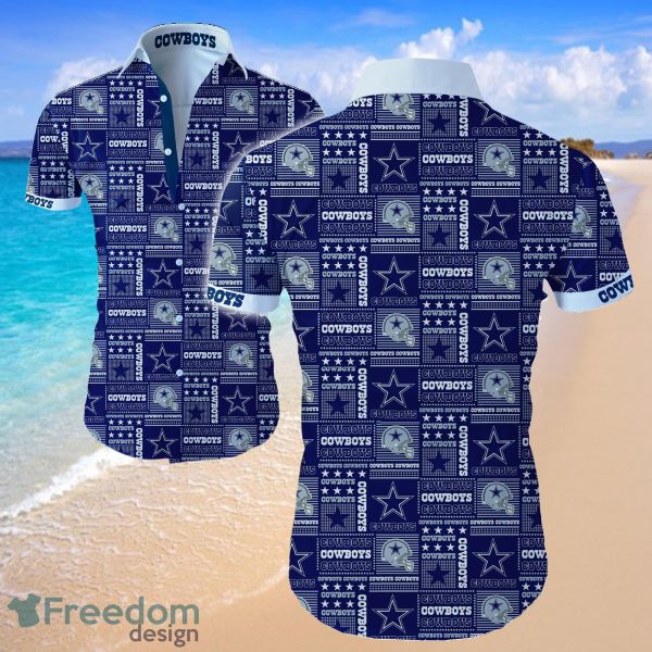 Dallas Cowboys Logo Blue Shirt Hawaiian Summer Beach Shirt Full Print