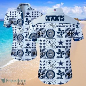 Dallas Cowboys Logo NFL White Shirt Hawaiian Summer Beach Shirt Full Print