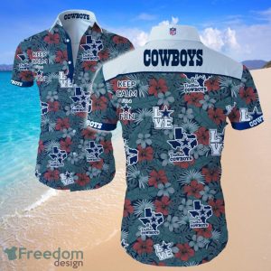 Dallas Cowboys Logo Red Flower Hawaiian Summer Beach Shirt Full Print