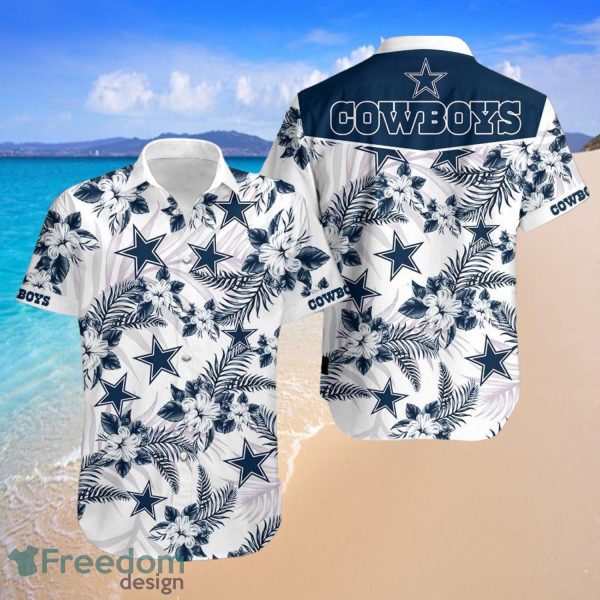 Dallas Cowboys Logo White Shirt Hawaiian Summer Beach Shirt Full Print