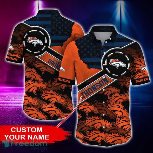 Denver Broncos Personalized Button Shirt NFL Hawaiian Shirt Custom Name