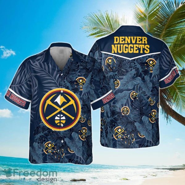 Denver Nuggets Leaves Tropical Pattern Print Hawaiian Shirt