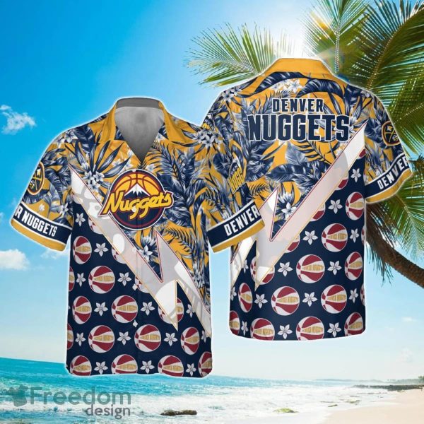 Denver Nuggets Tropical And Basketball Pattern Print Hawaiian Shirt