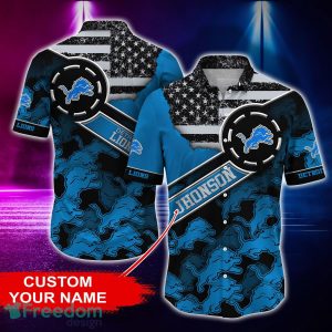 Detroit Lions Personalized Button Shirt NFL Hawaiian Shirt Custom Name