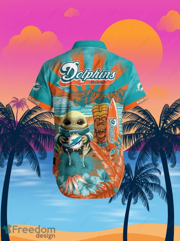 Dolphins Baby Yoda Star Wars Beach Summer Hawaiian Shirt Full Over Print