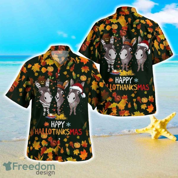 Donkey Thanksgiving Happy HalloThanksMas Hawaiian Shirt Best Style For Men And Women