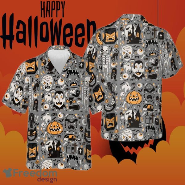 Doodle Pattern Happy Halloween Hawaiian Shirt