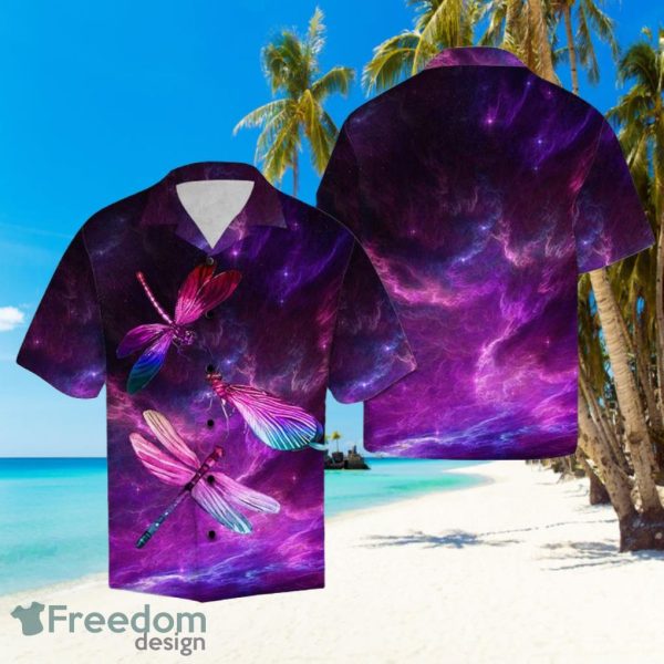 Dragonfly Galaxy Hawaiian Summer Beach Shirt Full Over Print