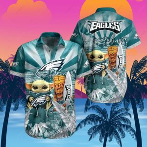 Eagles Baby Yoda Star Wars Beach Summer Hawaiian Shirt Full Over Print