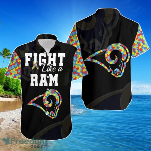 Fight Like A Los Angeles Rams Autism Support Hawaiian Shirt For Men Women