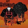 Firefighter Halloween Hawaiian Shirt Bat Red Fire Fireman Halloween Themed Aloha Shirt