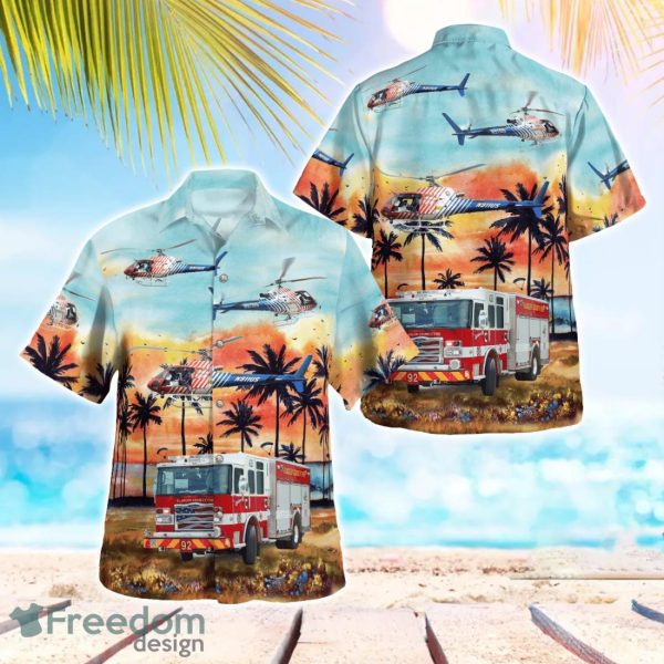 Flagler County Fire Rescue Vehicles 3D Summer Aloha Hawaiian Shirt