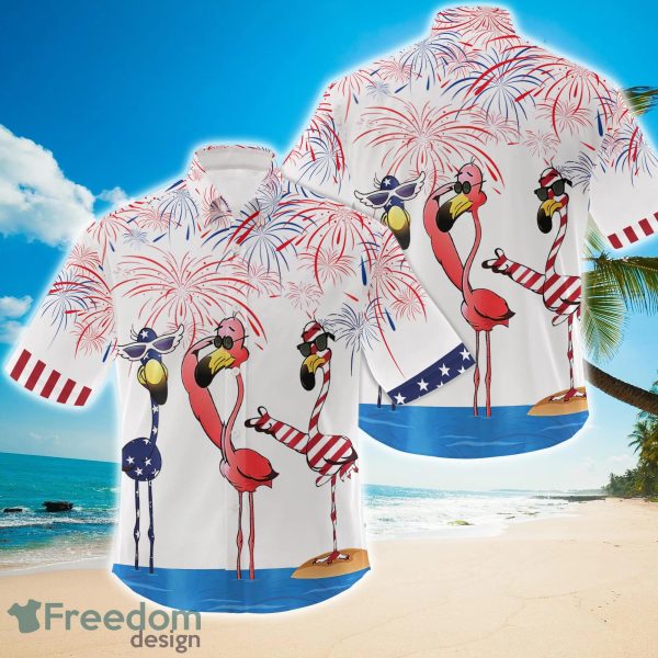 Flamingo Fireworks Independence Day Is Coming Hawaiian Shirt