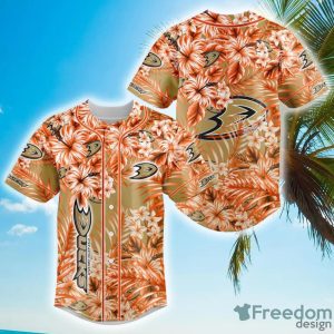 Floral NHL Anaheim Ducks Hawaiian Design Baseball Jersey For Men And Women