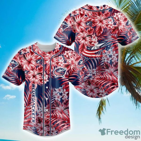 Floral NHL Columbus Blue Jackets Hawaiian Design Baseball Jersey For Men And Women