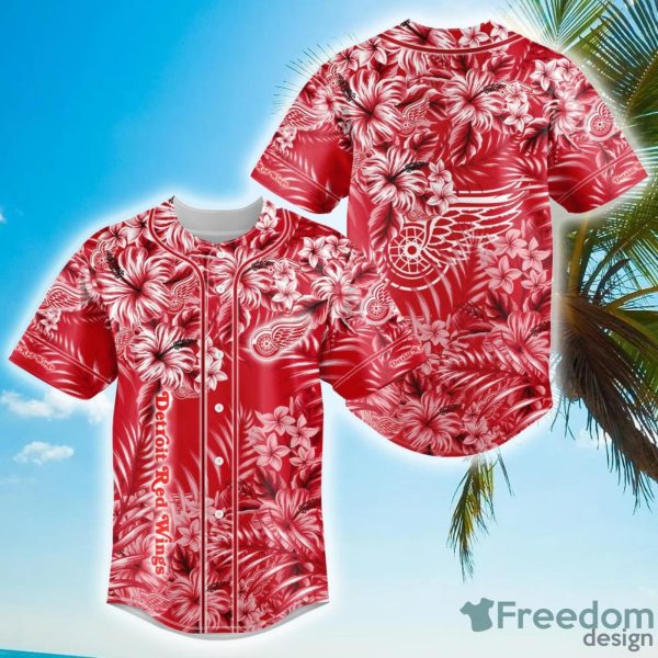 Floral NHL Detroit Red Wings Hawaiian Design Baseball Jersey For Men And Women