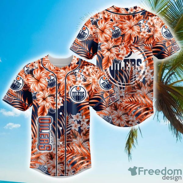 Floral NHL Edmonton Oilers Hawaiian Design Baseball Jersey For Men And Women