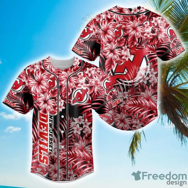 Floral NHL New Jersey Devils Hawaiian Design Baseball Jersey For Men And Women