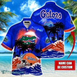 Florida Gators NCAA Hawaiian Shirt Coconut Tree Waves Beach Hawaii Shirt Custom Name For Fans